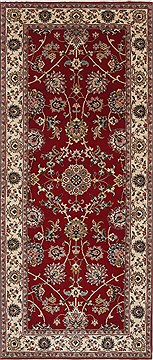 Indian Isfahan Red Runner 6 ft and Smaller Wool Carpet 25893