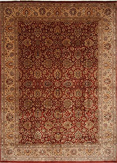 Indian Kashan Beige Rectangle 9x12 ft Wool Carpet 25950