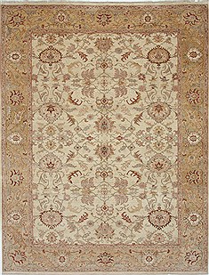 Pakistani Chobi Beige Rectangle 9x12 ft Wool Carpet 26070