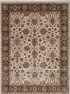 Indian Kashan Beige Rectangle 9x12 ft Wool Carpet 26071