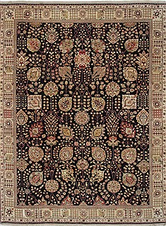 Pakistani Tabriz Beige Rectangle 9x12 ft Wool Carpet 26076
