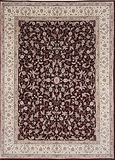 Indian Tabriz Beige Rectangle 9x12 ft Wool Carpet 26175