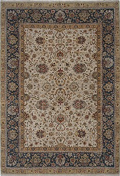 Indian Isfahan Beige Rectangle 9x13 ft Wool Carpet 26177