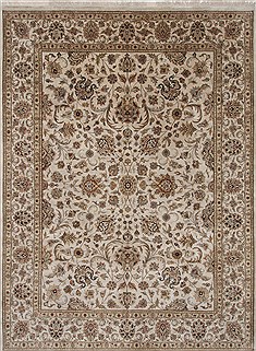 Indian Kashan Beige Rectangle 9x12 ft Wool Carpet 26180
