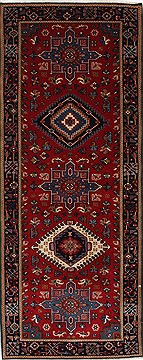 Indian Karajeh Blue Runner 6 ft and Smaller Wool Carpet 26228