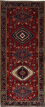 Indian Karajeh Blue Runner 6 ft and Smaller Wool Carpet 26233