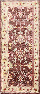 Pakistani Pishavar Beige Runner 6 ft and Smaller Wool Carpet 26235