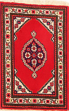 Tabriz Red Hand Knotted 1'10" X 2'10"  Area Rug 100-26241