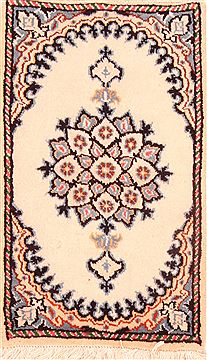 Persian Nain White Rectangle 1x2 ft Wool Carpet 26338