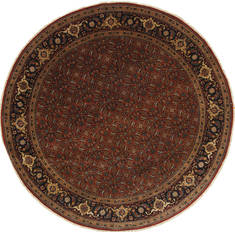 Indian Herati Brown Round 7 to 8 ft Wool Carpet 26433