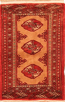 Turkman Brown Runner Hand Knotted 1'2" X 2'8"  Area Rug 100-26510