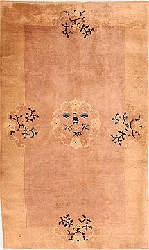 Asian Inspired Brown Hand Knotted 4'0" X 6'8"  Area Rug 100-26560