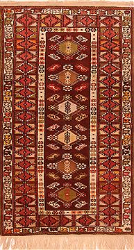 Yalameh Red Hand Knotted 3'8" X 6'0"  Area Rug 100-26580