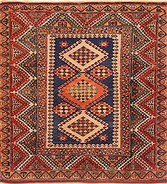 Turkish Kazak Blue Rectangle 5x8 ft Wool Carpet 26591