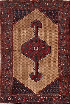 Persian Koliai Beige Square 4 ft and Smaller Wool Carpet 26688
