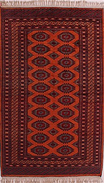 Pakistani Turkman Orange Rectangle 5x8 ft Wool Carpet 26697