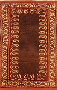 Persian Kurdi Brown Rectangle 4x6 ft Wool Carpet 26769