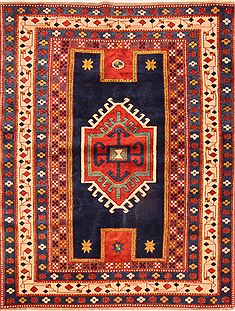 Turkish Kazak Blue Rectangle 5x7 ft Wool Carpet 26780