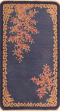 Asian Inspired Blue Hand Knotted 3'0" X 4'0"  Area Rug 100-26796