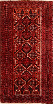 Baluch Red Hand Knotted 3'7" X 6'11"  Area Rug 100-26798
