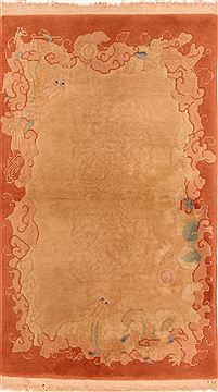 Asian Inspired Brown Hand Knotted 2'10" X 4'9"  Area Rug 100-26814