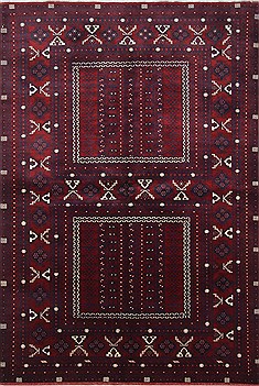 Afghan Turkman Blue Rectangle 5x8 ft Wool Carpet 26873