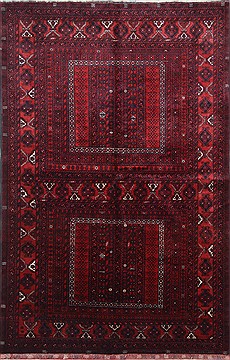 Afghan Turkman Blue Rectangle 5x8 ft Wool Carpet 26884