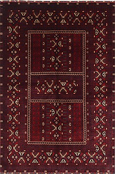 Afghan Turkman Beige Rectangle 5x8 ft Wool Carpet 26886