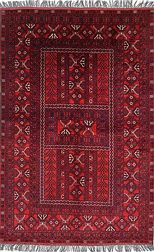 Afghan Turkman Blue Rectangle 5x8 ft Wool Carpet 26895
