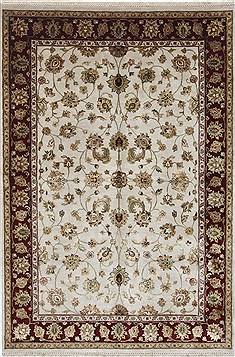 Indian Kashmar Beige Rectangle 6x9 ft Wool Carpet 26899