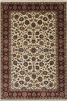 Indian Isfahan White Rectangle 6x9 ft Wool Carpet 26938