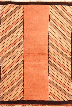 Turkish Gabbeh Orange Rectangle 3x5 ft Wool Carpet 26957