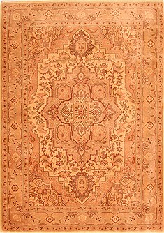 Romania Tabriz Brown Rectangle 4x6 ft Wool Carpet 26966