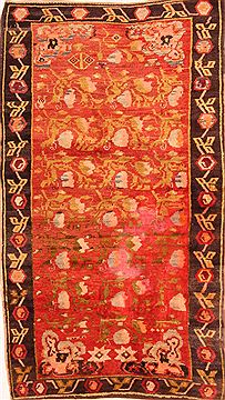 Armenian Karabakh Red Rectangle 4x6 ft Wool Carpet 26993