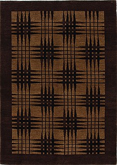 Pakistani Pishavar Brown Rectangle 5x7 ft Wool Carpet 27073