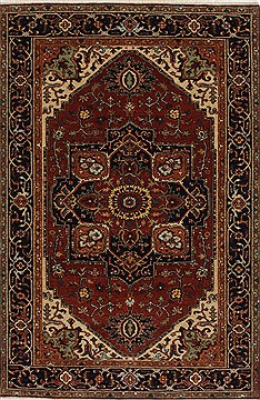 Indian Serapi Red Rectangle 4x6 ft Wool Carpet 27246