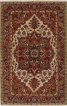 Indian Serapi Beige Rectangle 4x6 ft Wool Carpet 27261