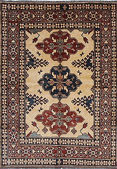 Pakistani Kazak Beige Rectangle 4x6 ft Wool Carpet 27344