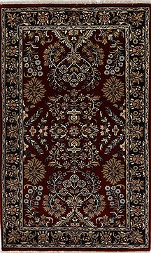 Indian sarouk Beige Rectangle 3x5 ft Wool Carpet 27430
