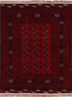 Indian Kunduz Red Rectangle 3x4 ft Wool Carpet 27486