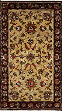 Indian Kashan Beige Rectangle 3x5 ft Wool Carpet 27590
