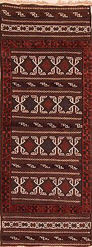 Afghan Kilim Brown Runner 6 ft and Smaller Wool Carpet 27614