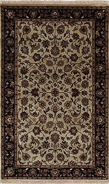 Indian Kashmar Beige Rectangle 3x5 ft Wool Carpet 27633