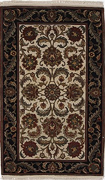 Indian Kashan Beige Rectangle 3x5 ft Wool Carpet 27637