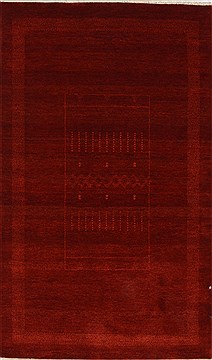 Indian Gabbeh Red Rectangle 3x5 ft Wool Carpet 27685