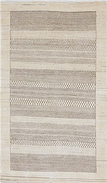 Indian Gabbeh Beige Rectangle 3x5 ft Wool Carpet 27689