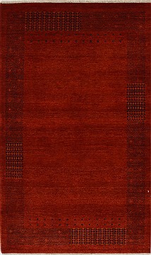 Indian Gabbeh Red Rectangle 3x5 ft Wool Carpet 27697