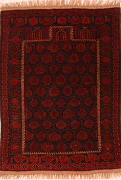 Afghan Turkman Red Rectangle 3x5 ft Wool Carpet 27770