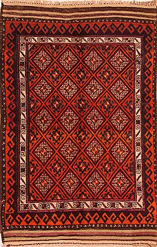 Afghan Baluch Orange Rectangle 4x6 ft Wool Carpet 27773