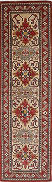 Pakistani Kazak Beige Runner 6 to 9 ft Wool Carpet 27796